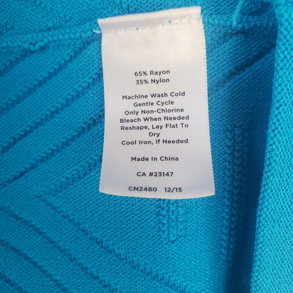 Talbots, Size M, Turquoise Rayon/Nylon short sleeve, midi lightweight knit dress - Picture 7 of 7